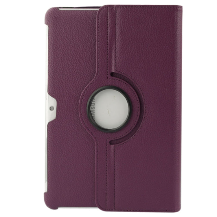 360 Degree Rotatable Litchi Texture Leather Case with Holder for Galaxy Tab 2 (10.1) / P5100(Purple) by buy2fix