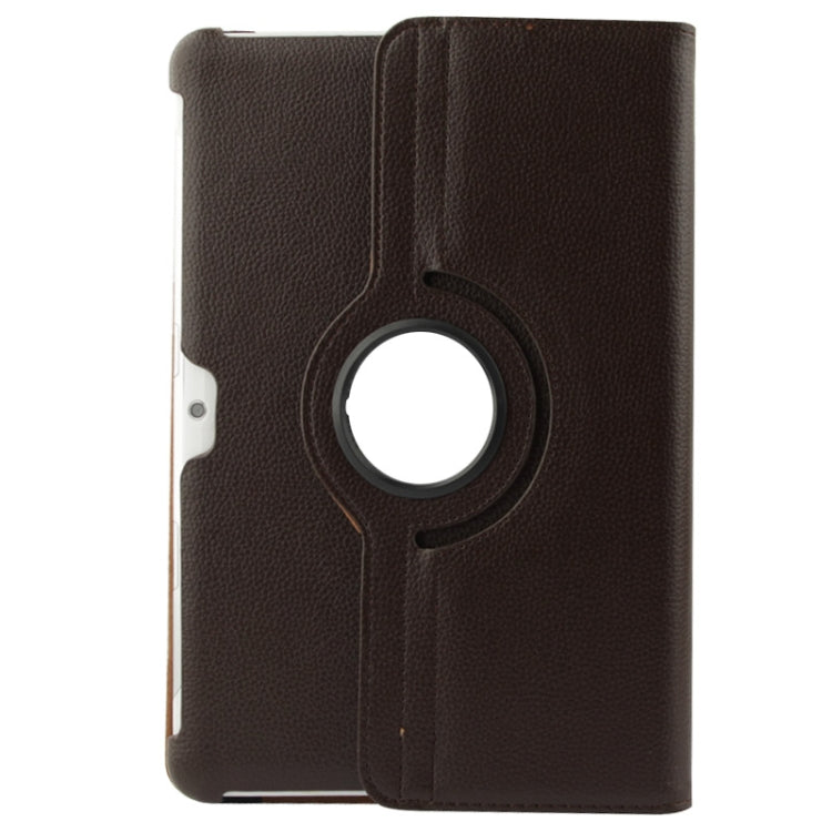 360 Degree Rotatable Litchi Texture Leather Case with Holder for Galaxy Tab 2 (10.1) / P5100(Brown) by buy2fix