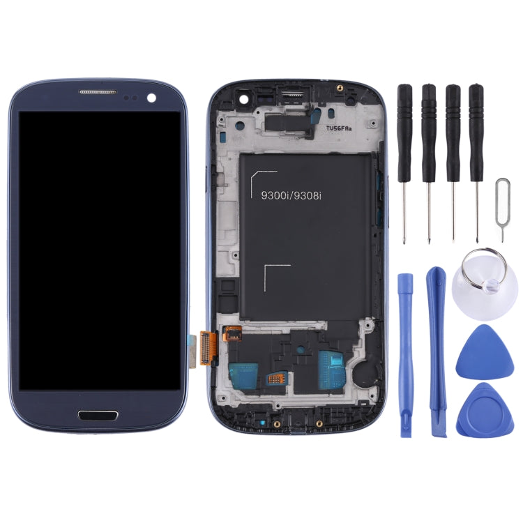 Original Super AMOLED LCD Screen for Samsung Galaxy SIII / i9300 Digitizer Full Assembly with Frame (Blue) - LCD Screen by buy2fix | Online Shopping UK | buy2fix