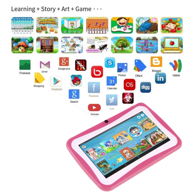 Kids Education Tablet PC, 7.0 inch, 1GB+8GB, Android 4.4.2 Allwinner A33Quad Core 1.3GHz, WiFi, TF Card up to 32GB, Dual Camera(Pink) -  by buy2fix | Online Shopping UK | buy2fix