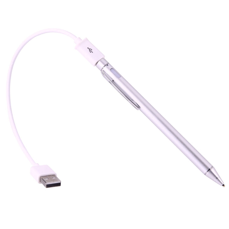 Universal Rechargeable Capacitive Touch Screen Stylus Pen with 2.3mm Superfine Metal Nib, For iPhone, iPad, Samsung, and Other Capacitive Touch Screen Smartphones or Tablet PC(Silver) - Stylus Pen by buy2fix | Online Shopping UK | buy2fix