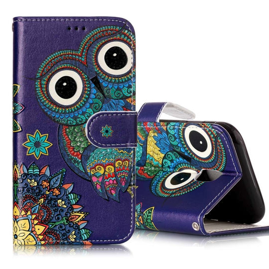 For Galaxy J3 (2017) (EU Version) Gloss Oil Embossed Ethnic Style Owl Pattern Horizontal Flip Leather Case with Holder & Card Slots & Wallet & Photo Frame