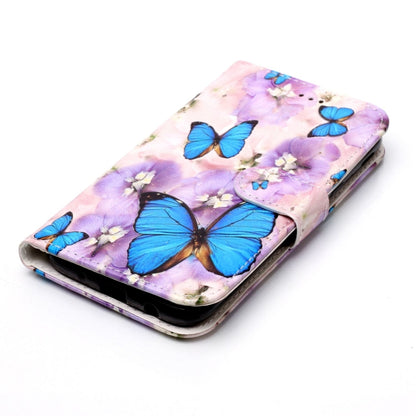 For Galaxy J3 (2017) (EU Version) Gloss Oil Embossed Purple Butterfly Pattern Horizontal Flip Leather Case with Holder & Card Slots & Wallet & Photo Frame by buy2fix