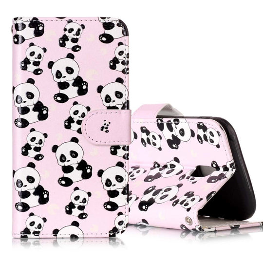 For Galaxy J3 (2017) (EU Version) Gloss Oil Embossed Panda Pattern Horizontal Flip Leather Case with Holder & Card Slots & Wallet & Photo Frame