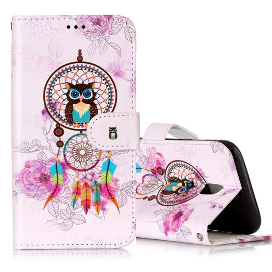 For Galaxy J3 (2017) (EU Version) Gloss Oil Embossed Bells Owl Pattern Horizontal Flip Leather Case with Holder & Card Slots & Wallet & Photo Frame