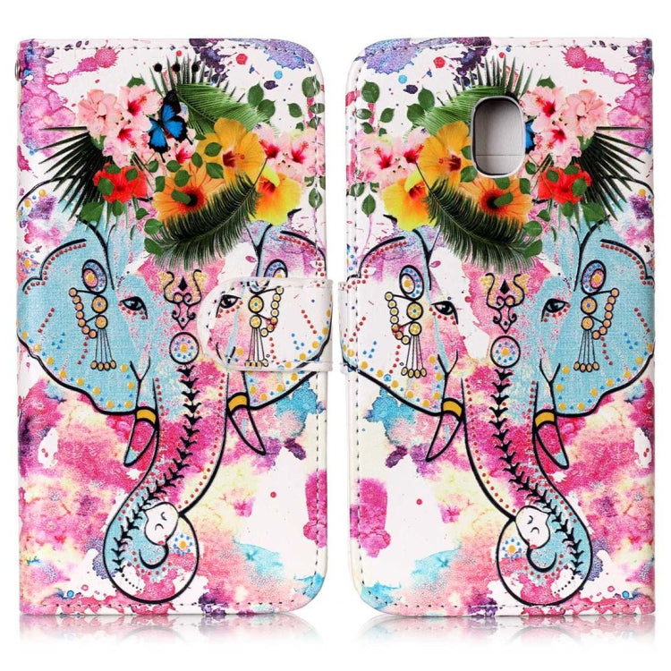 For Galaxy J3 (2017) (EU Version) Gloss Oil Embossed Flower Elephant Pattern Horizontal Flip Leather Case with Holder & Card Slots & Wallet & Photo Frame by buy2fix