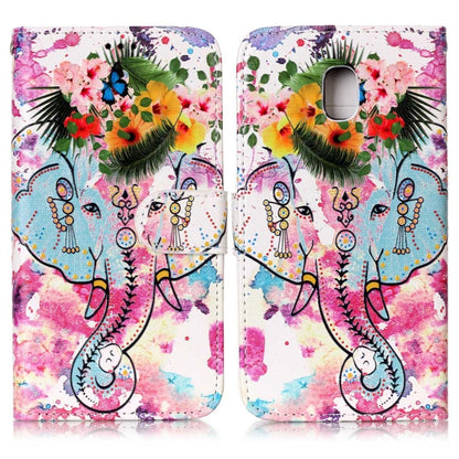 For Galaxy J3 (2017) (EU Version) Gloss Oil Embossed Flower Elephant Pattern Horizontal Flip Leather Case with Holder & Card Slots & Wallet & Photo Frame by buy2fix