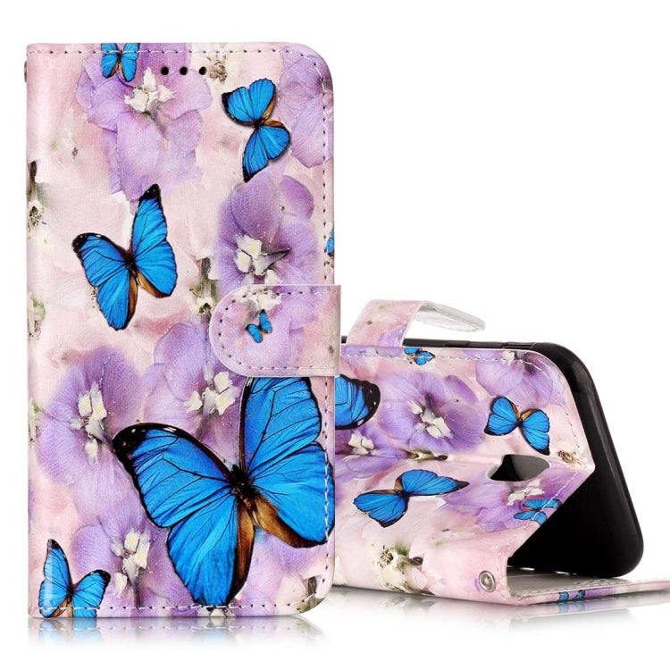 For Galaxy J5 (2017) (EU Version) Gloss Oil Embossed Purple Butterfly Pattern Horizontal Flip Leather Case with Holder & Card Slots & Wallet & Photo Frame by buy2fix