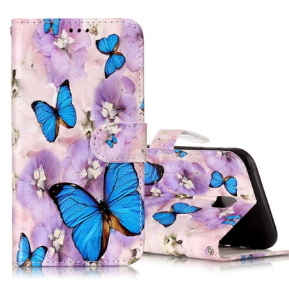 For Galaxy J5 (2017) (EU Version) Gloss Oil Embossed Purple Butterfly Pattern Horizontal Flip Leather Case with Holder & Card Slots & Wallet & Photo Frame by buy2fix