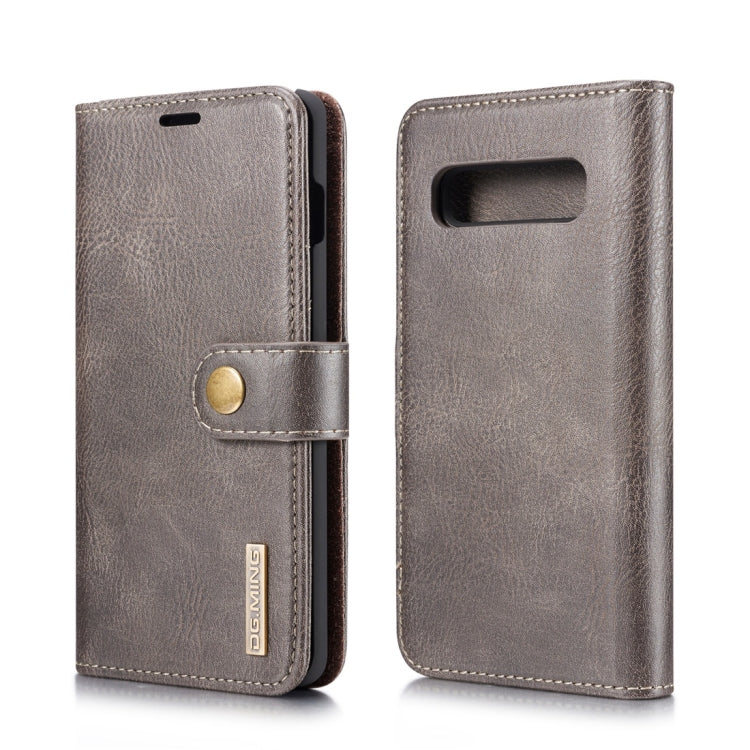 DG.MING Crazy Horse Texture Flip Detachable Magnetic Leather Case for Samsung Galaxy S10, with Holder & Card Slots & Wallet(Grey) - Galaxy Phone Cases by DG.MING | Online Shopping UK | buy2fix