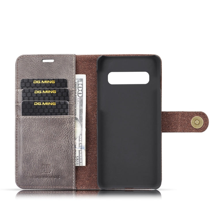 DG.MING Crazy Horse Texture Flip Detachable Magnetic Leather Case for Samsung Galaxy S10, with Holder & Card Slots & Wallet(Grey) - Galaxy Phone Cases by DG.MING | Online Shopping UK | buy2fix