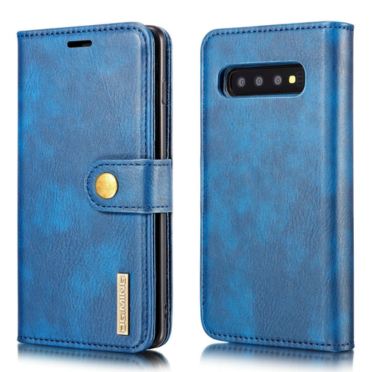 DG.MING Crazy Horse Texture Flip Detachable Magnetic Leather Case for Samsung Galaxy S10, with Holder & Card Slots & Wallet(Blue) by DG.MING
