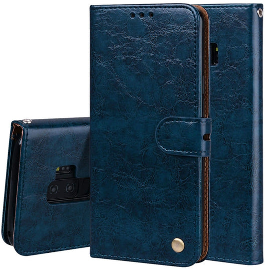 For Galaxy S9 Plus Oil Wax Texture Horizontal Flip Leather Case with Holder & Card Slots & Wallet(Blue)