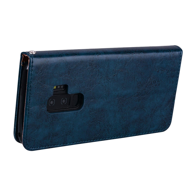 For Galaxy S9 Plus Oil Wax Texture Horizontal Flip Leather Case with Holder & Card Slots & Wallet(Blue) by buy2fix