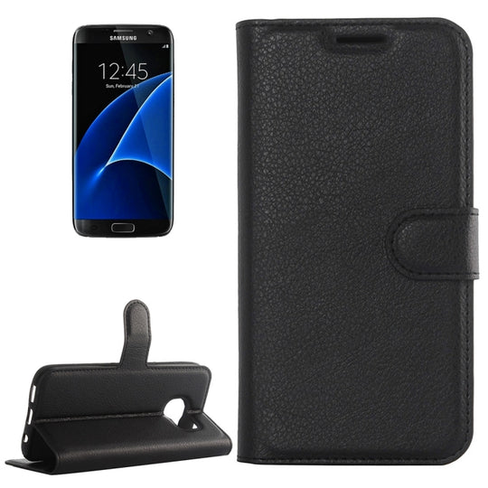 For Galaxy S7 Edge / G935 Litchi Texture Horizontal Flip Leather Case with Holder & Card Slots & Wallet(Black)