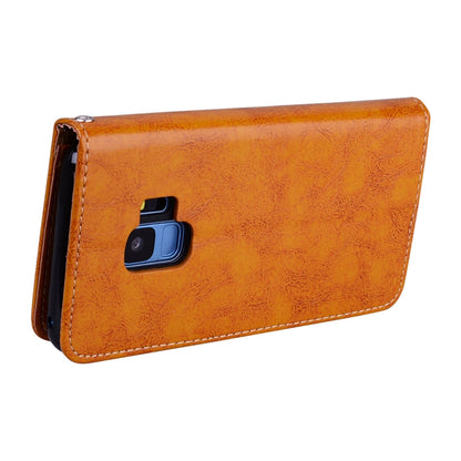 For Galaxy S9 Oil Wax Texture Horizontal Flip Leather Case with Holder & Card Slots & Wallet(Brown) by buy2fix