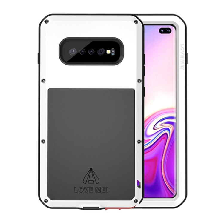 LOVE MEI Powerful Dustproof Shockproof Splashproof Metal + Silicone Combination Case for Galaxy S10+ (White) by LOVE MEI