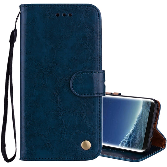 For Galaxy S8 Business Style Oil Wax Texture Horizontal Flip Leather Case with Holder & Card Slots & Wallet(Blue)