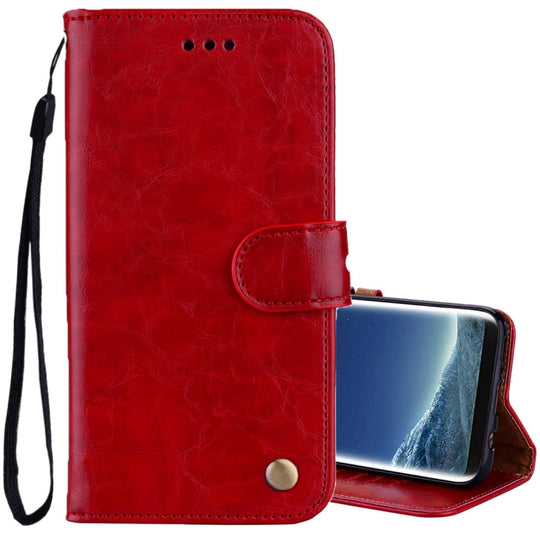 For Galaxy S8 Business Style Oil Wax Texture Horizontal Flip Leather Case with Holder & Card Slots & Wallet(Red)