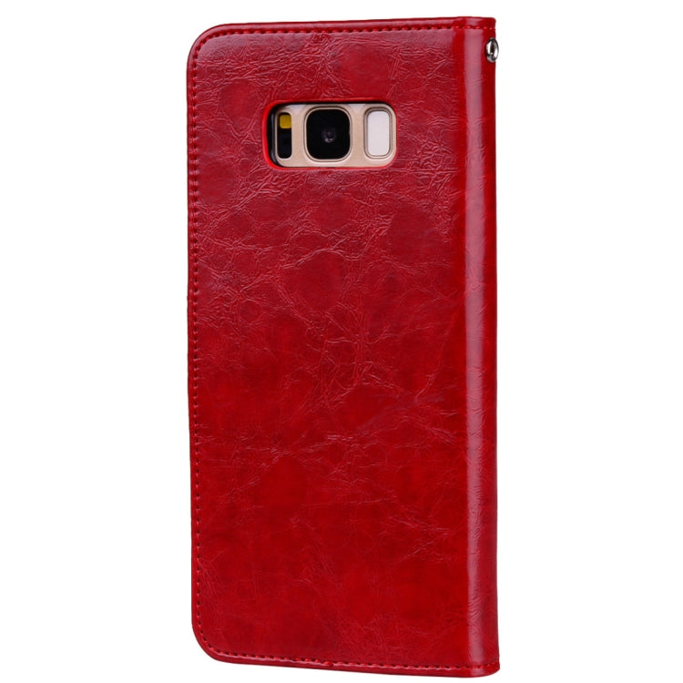 For Galaxy S8 Business Style Oil Wax Texture Horizontal Flip Leather Case with Holder & Card Slots & Wallet(Red) by buy2fix