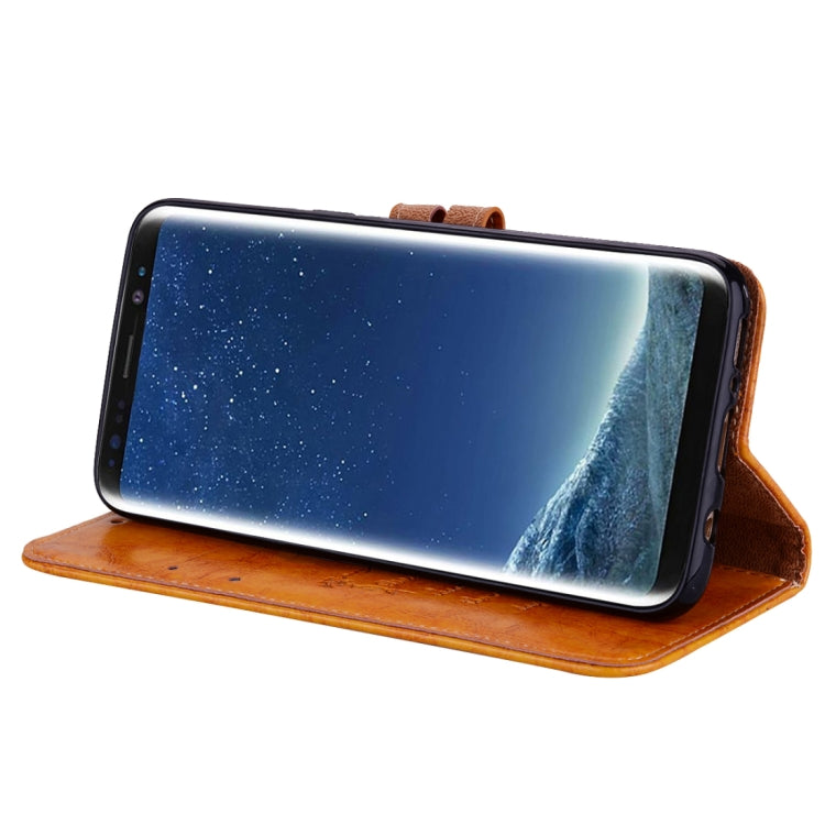 For Galaxy S8 Business Style Oil Wax Texture Horizontal Flip Leather Case with Holder & Card Slots & Wallet(Yellow) by buy2fix