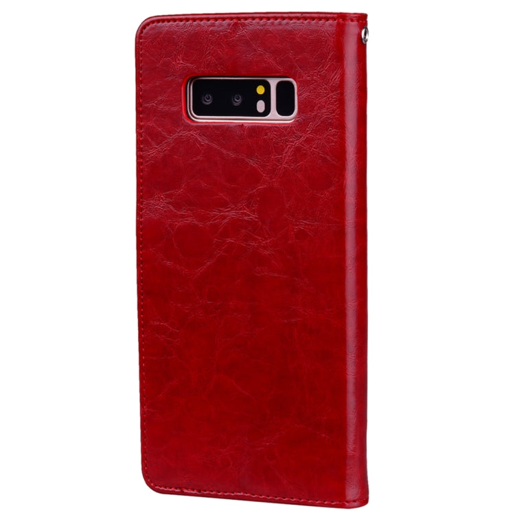 For Samsung Galaxy Note 8 Business Style Oil Wax Texture Horizontal Flip Leather Case with Holder & Card Slots & Wallet(Red) by buy2fix