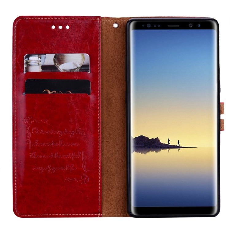 For Samsung Galaxy Note 8 Business Style Oil Wax Texture Horizontal Flip Leather Case with Holder & Card Slots & Wallet(Red) by buy2fix