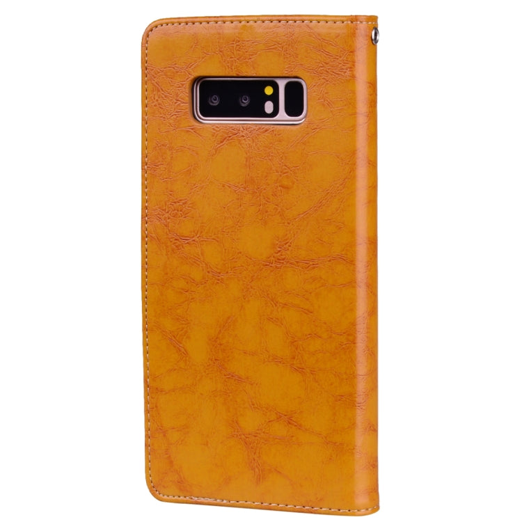 For Samsung Galaxy Note 8 Business Style Oil Wax Texture Horizontal Flip Leather Case with Holder & Card Slots & Wallet(Yellow) by buy2fix