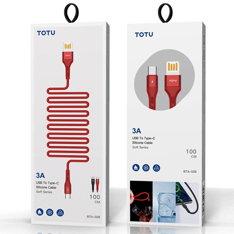 TOTUDESIGN BTA-028 Soft Series 3A Type-C / USB-C Silicone Charging Cable, Length: 1m (Red) - USB-C & Type-C Cable by TOTUDESIGN | Online Shopping UK | buy2fix