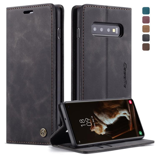 CaseMe-013 Multifunctional Retro Frosted Horizontal Flip Leather Case for Galaxy S10, with Card Slot & Holder & Wallet (Black) by CaseMe