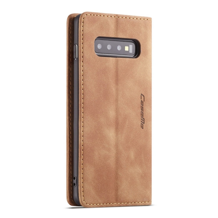 CaseMe-013 Multifunctional Retro Frosted Horizontal Flip Leather Case for Galaxy S10, with Card Slot & Holder & Wallet (Brown) by CaseMe
