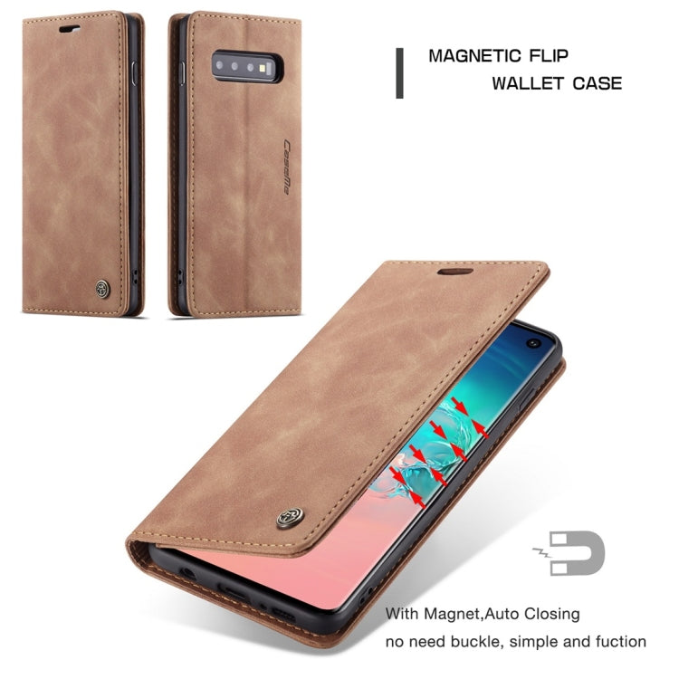 CaseMe-013 Multifunctional Retro Frosted Horizontal Flip Leather Case for Galaxy S10, with Card Slot & Holder & Wallet (Brown) by CaseMe