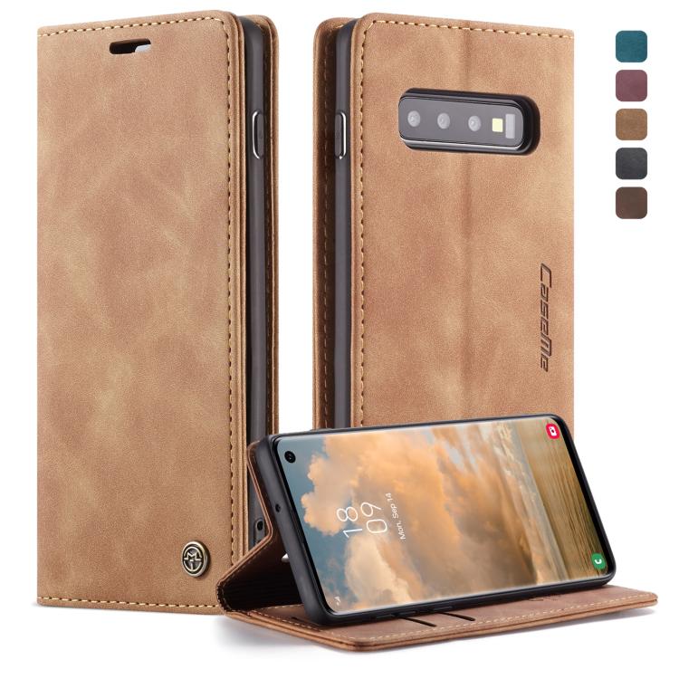 CaseMe-013 Multifunctional Retro Frosted Horizontal Flip Leather Case for Galaxy S10, with Card Slot & Holder & Wallet (Brown) by CaseMe