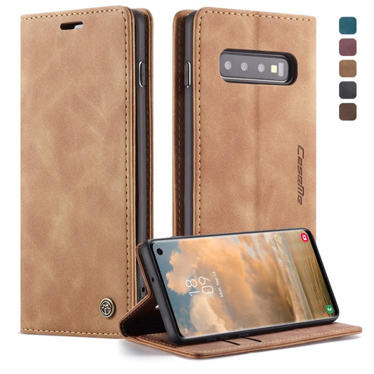 CaseMe-013 Multifunctional Retro Frosted Horizontal Flip Leather Case for Galaxy S10, with Card Slot & Holder & Wallet (Brown) by CaseMe