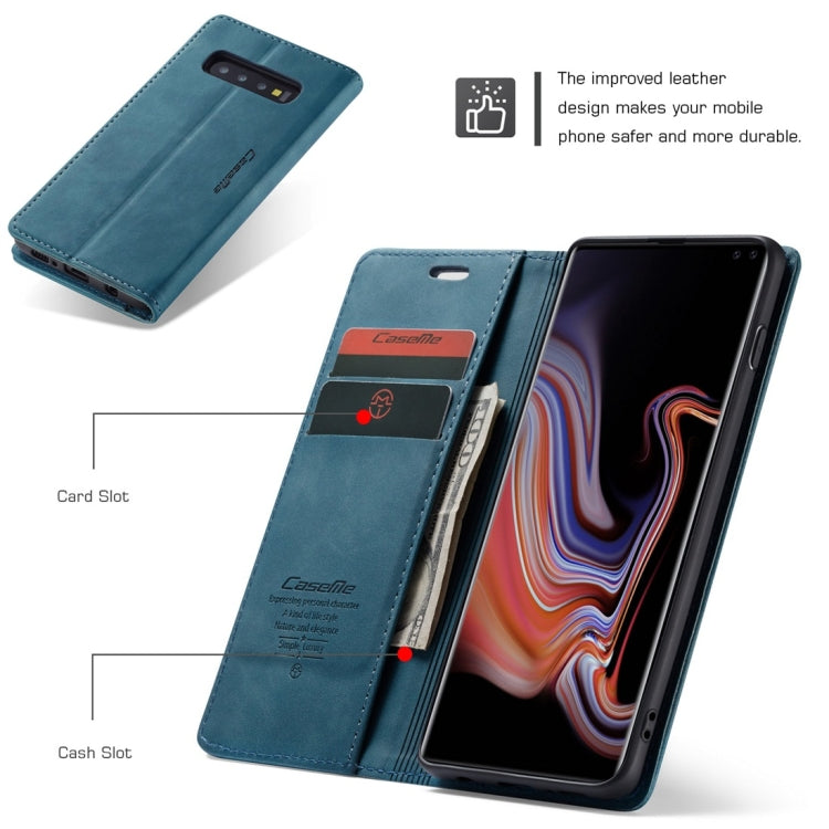 CaseMe-013 Multifunctional Retro Frosted Horizontal Flip Leather Case for Galaxy S10 Plus, with Card Slot & Holder & Wallet (Blue) by CaseMe