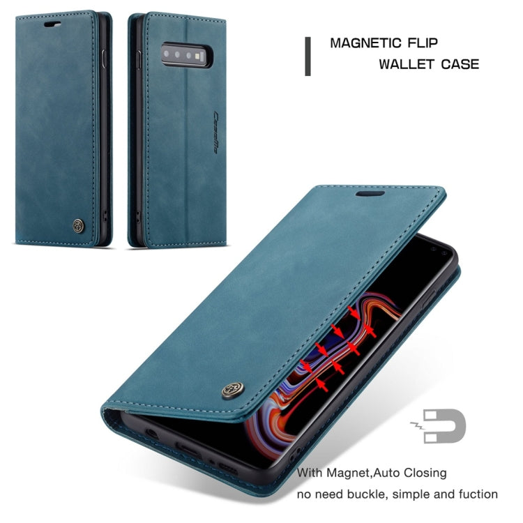 CaseMe-013 Multifunctional Retro Frosted Horizontal Flip Leather Case for Galaxy S10 Plus, with Card Slot & Holder & Wallet (Blue) by CaseMe