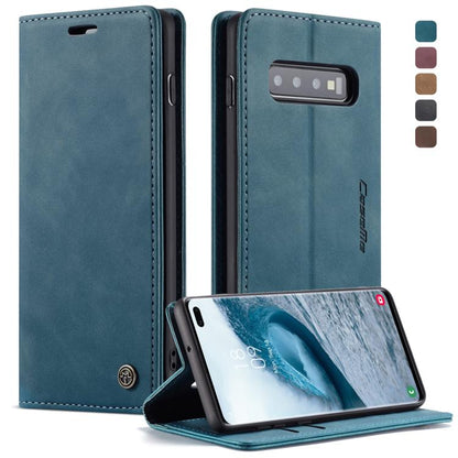 CaseMe-013 Multifunctional Retro Frosted Horizontal Flip Leather Case for Galaxy S10 Plus, with Card Slot & Holder & Wallet (Blue) by CaseMe