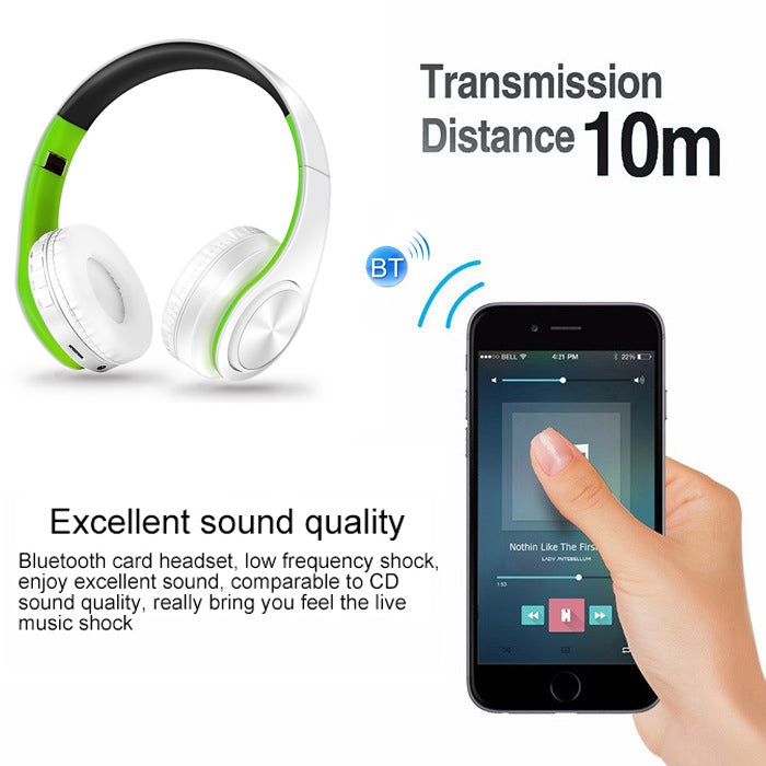 LPT660 Wireless Folding Sports Stereo Music Bluetooth Phones Earphones Support TF Card (Green) - Headset & Headphone by buy2fix | Online Shopping UK | buy2fix