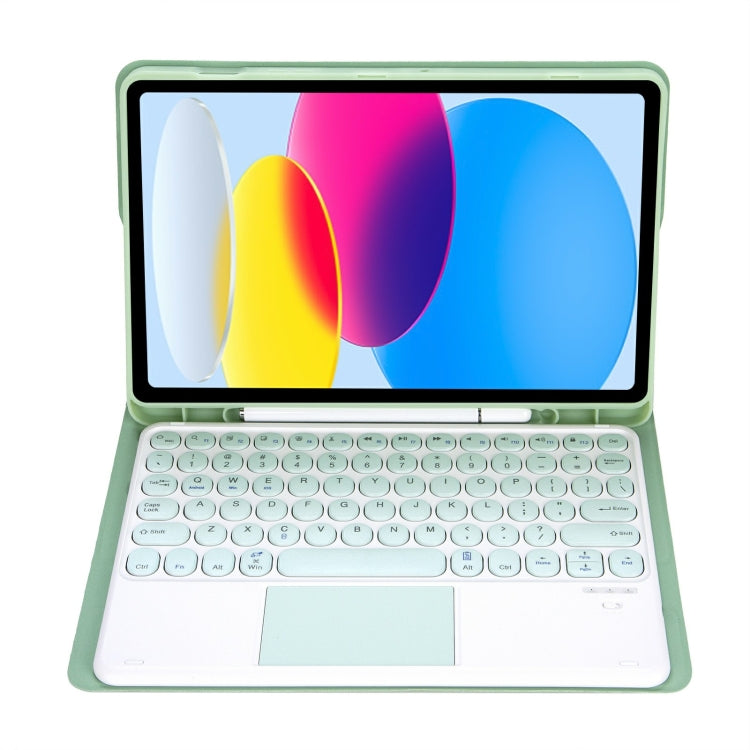 For iPad 11 2025 / 10th Gen 10.9 2022 YA10B-A Lambskin Texture Bluetooth Touch Keyboard Leather Tablet Case with Pen Slot (Green) by buy2fix