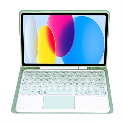 For iPad 11 2025 / 10th Gen 10.9 2022 YA10B-A Lambskin Texture Bluetooth Touch Keyboard Leather Tablet Case with Pen Slot (Green) by buy2fix