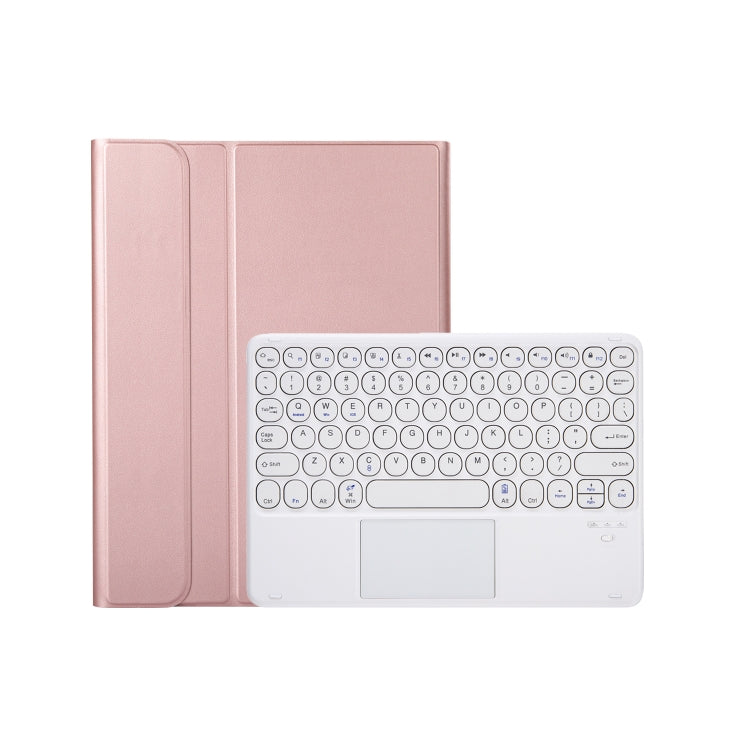 For iPad 11 2025 / 10th Gen 10.9 2022 YA10B-A Lambskin Texture Bluetooth Touch Keyboard Leather Tablet Case with Pen Slot(Rose Gold) by buy2fix