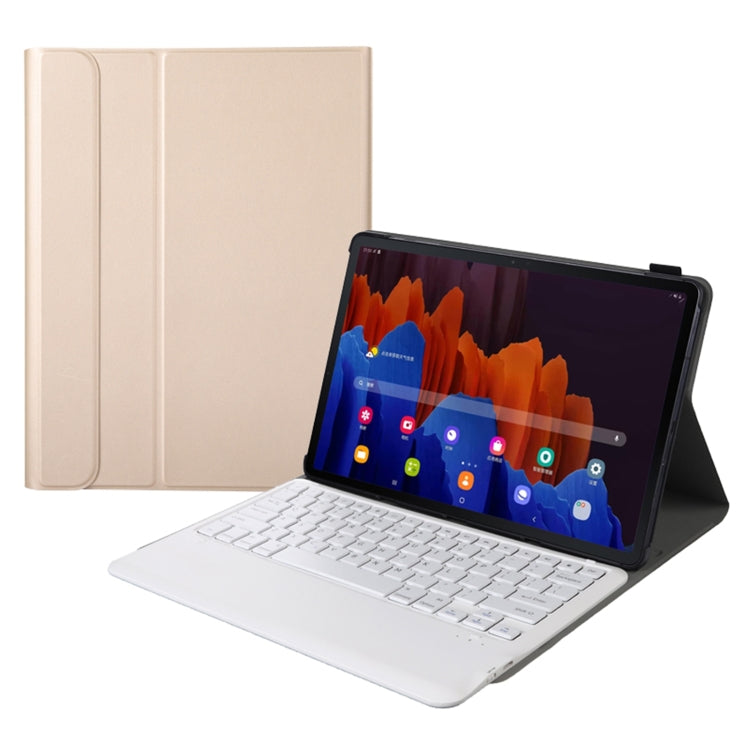 A970 Detachable Bluetooth Keyboard Ultrathin Horizontal Flip Leather Tablet Case for Samsung Galaxy Tab S7 FE T730 / T736 / S7+ T970 / T975 / T976(Gold) - Samsung Keyboard by buy2fix | Online Shopping UK | buy2fix
