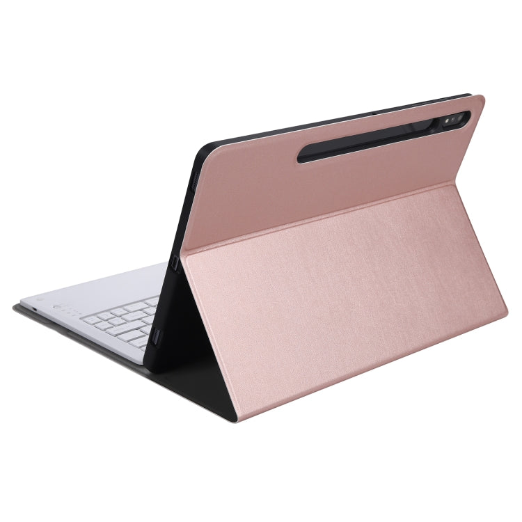 A970B Detachable Bluetooth Keyboard Ultrathin Horizontal Flip Leather Tablet Case with Pen Slot for Samsung Galaxy Tab S7 FE T730 / T736 / S7+ T970 / T975 / T976(Rose Gold) - Samsung Keyboard by buy2fix | Online Shopping UK | buy2fix