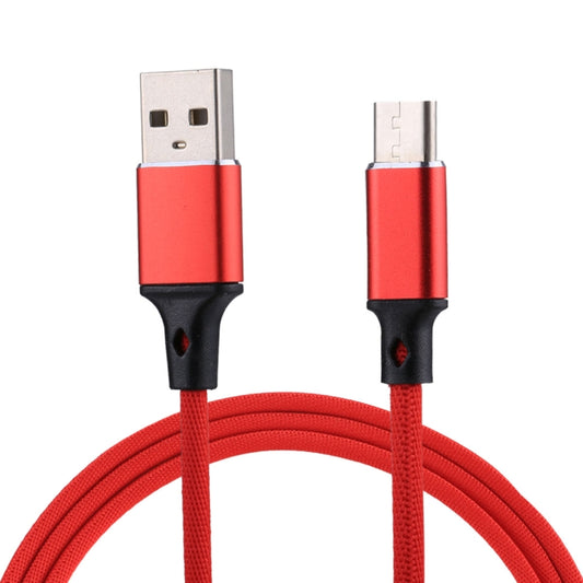 1m 2A Output USB to USB-C / Type-C Nylon Weave Style Data Sync Charging Cable(Red) by buy2fix