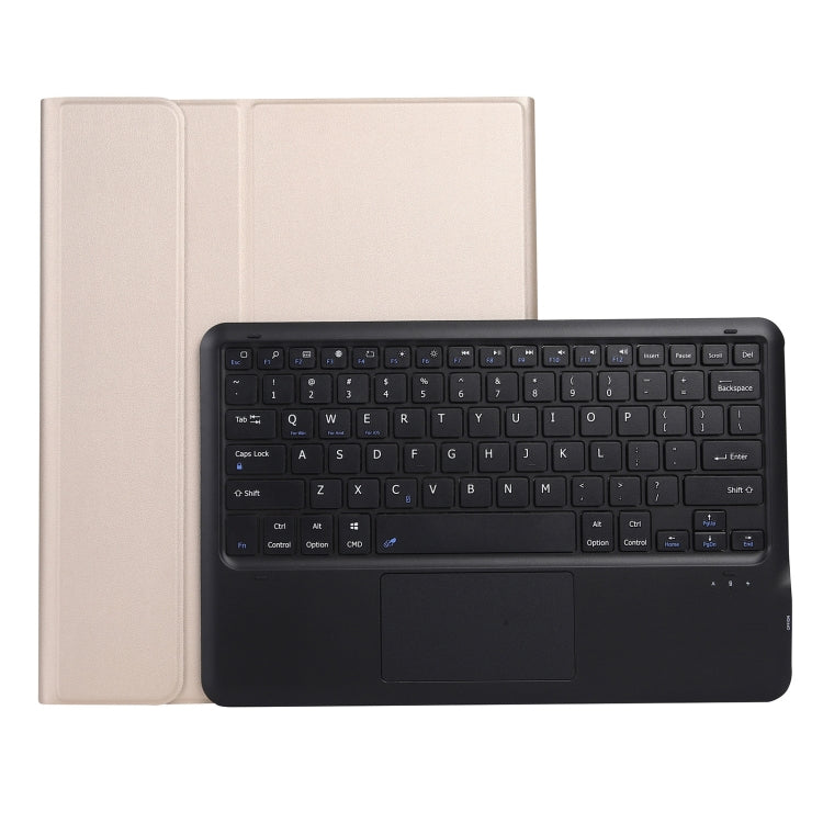 A970-A Splittable Bluetooth Keyboard Leather Tablet Case for Samsung Galaxy Tab S8+ / S7 FE T730 / S7+ T970 / T975, with Touchpad & Holder(Gold) by buy2fix