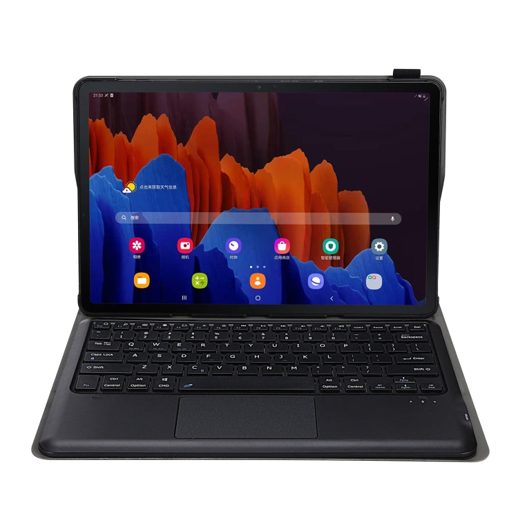 A970-A Splittable Bluetooth Keyboard Leather Tablet Case for Samsung Galaxy Tab S8+ / S7 FE T730 / S7+ T970 / T975, with Touchpad & Holder(Gold) by buy2fix