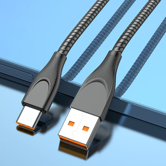 ADC-009 USB to USB-C / Type-C Zinc Alloy Hose Fast Charging Data Cable, Cable Length: 1m (Gun Metal) by buy2fix
