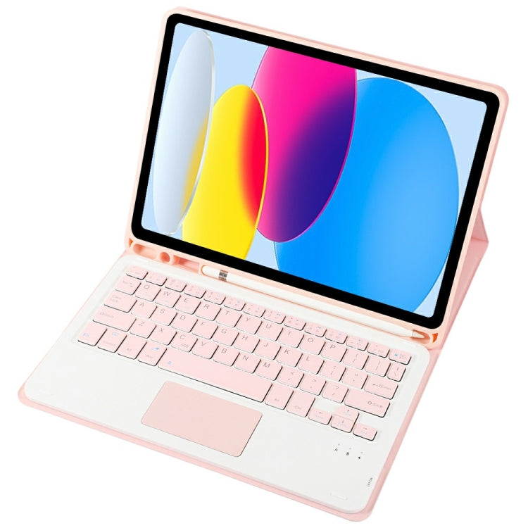 For iPad 11 2025 / 10th Gen 10.9 2022 A10B-A Lambskin Texture Bluetooth Touch Keyboard Leather Tablet Case with Pen Slot (Pink) by buy2fix