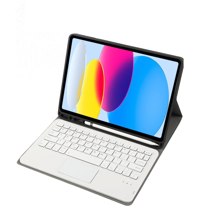 For iPad 11 2025 / 10th Gen 10.9 2022 A10B-A Lambskin Texture Bluetooth Touch Keyboard Leather Tablet Case with Pen Slot(Rose Gold) by buy2fix