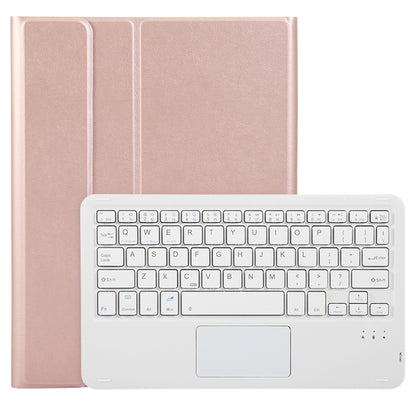 For iPad 11 2025 / 10th Gen 10.9 2022 A10B-A Lambskin Texture Bluetooth Touch Keyboard Leather Tablet Case with Pen Slot(Rose Gold) by buy2fix